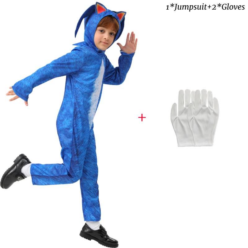 Blue Sonic Hedgehog Costume For Carnival Party Super Speed Kid's Cosplay Outfit