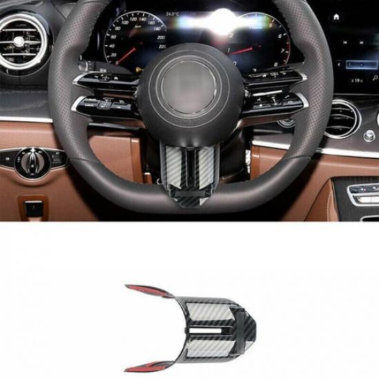 For Benz C-Class -23 ABS Carbon Fiber Steering Wheel Panel Cover Trim 1PCS