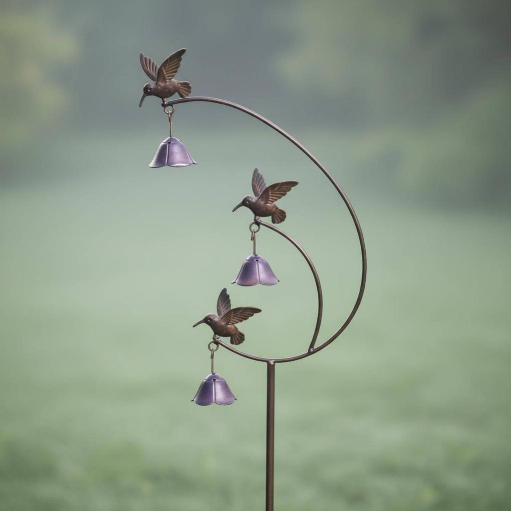 Metal Hummingbird Sculpture Outdoor Decoration Garden Stake