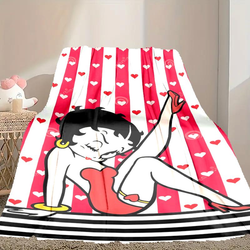 [Betty Boop Blanket] Soft Throw Blanket for Bed Sofa, Holiday Gift Blanket for Women Men Family Friend