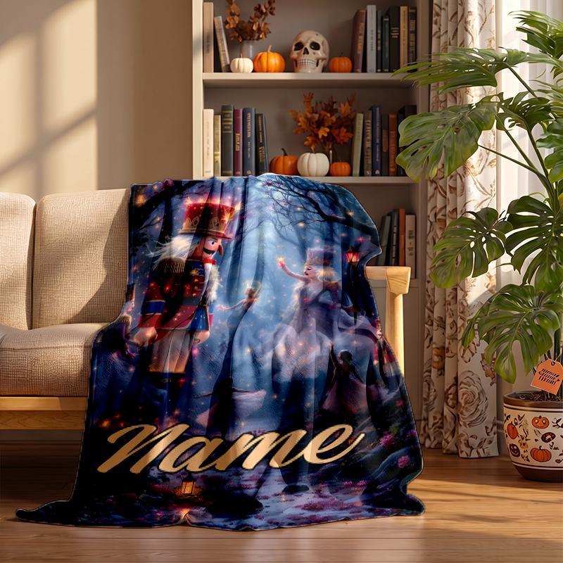 Nutcracker Custom Flannel Blankets Soft Warm Cozy Throws for Home Decor Holiday Gifts