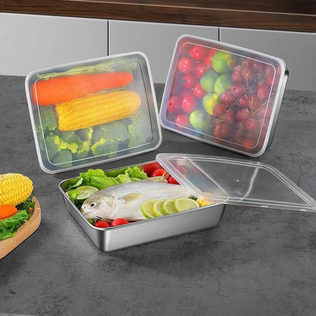 Thick Stainless Steel Tray Towel Plate Tiramisu Dish Cold Dish Square Plate Food Storage Box Prep Plate