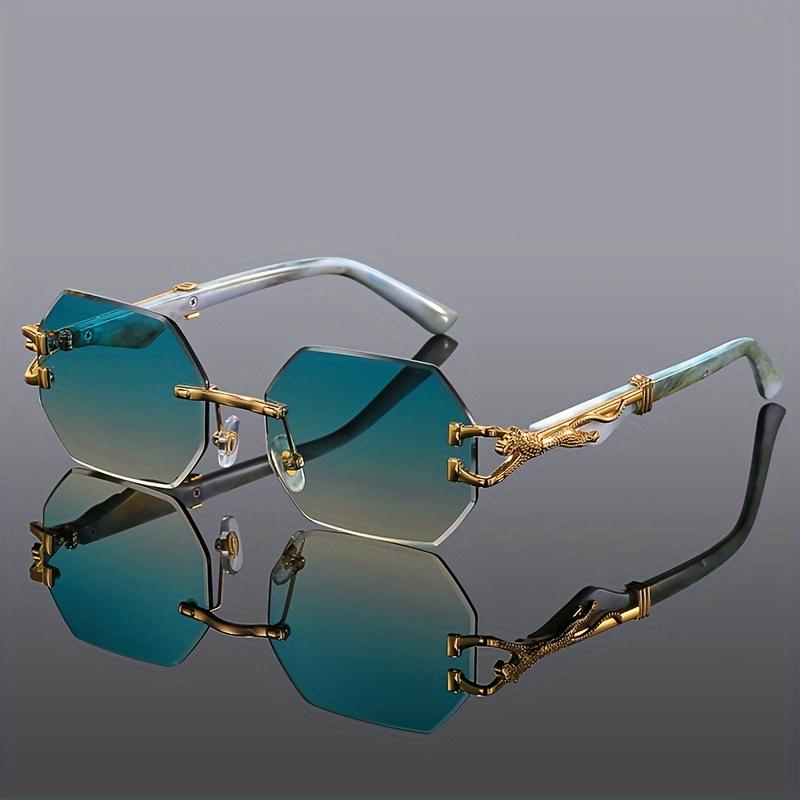 Geometrische Leopardenmuster Sportbrille für Damen, Leichter & Robuster Kompositrahmen, Trendige Streetwear-Brille grün