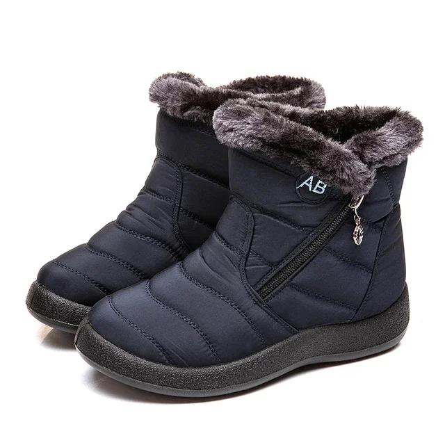 Winter Snow Women's Boots Comfortable Women's Boots Waterproof Women's Zipper Shoes Women's Soft Fur Women's Boots Plus Size 44