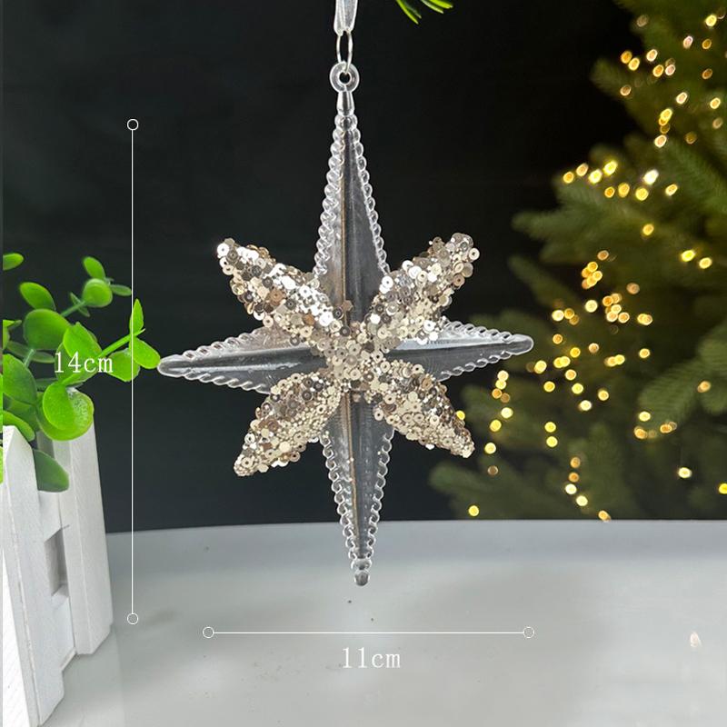 Christmas Decorations Sequined Acrylic Pendants Transparent Snowflake Pendants Christmas Tree Decorations Props