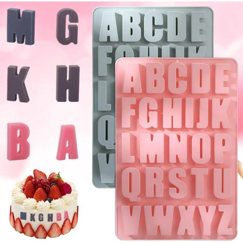Nonstick Food Grade Silicone 26 Letters Alphabet Cookie Chocolate Mold Ice Cube Tray Multifunctional Baking Tool for Kitchen Use