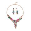 GemChic Women's New Exquisite Alloy Branch Flowers Crystal Rhinestone Collarbone Necklace Earrings Two Piece Set Birthday Christmas Jewelry Gift