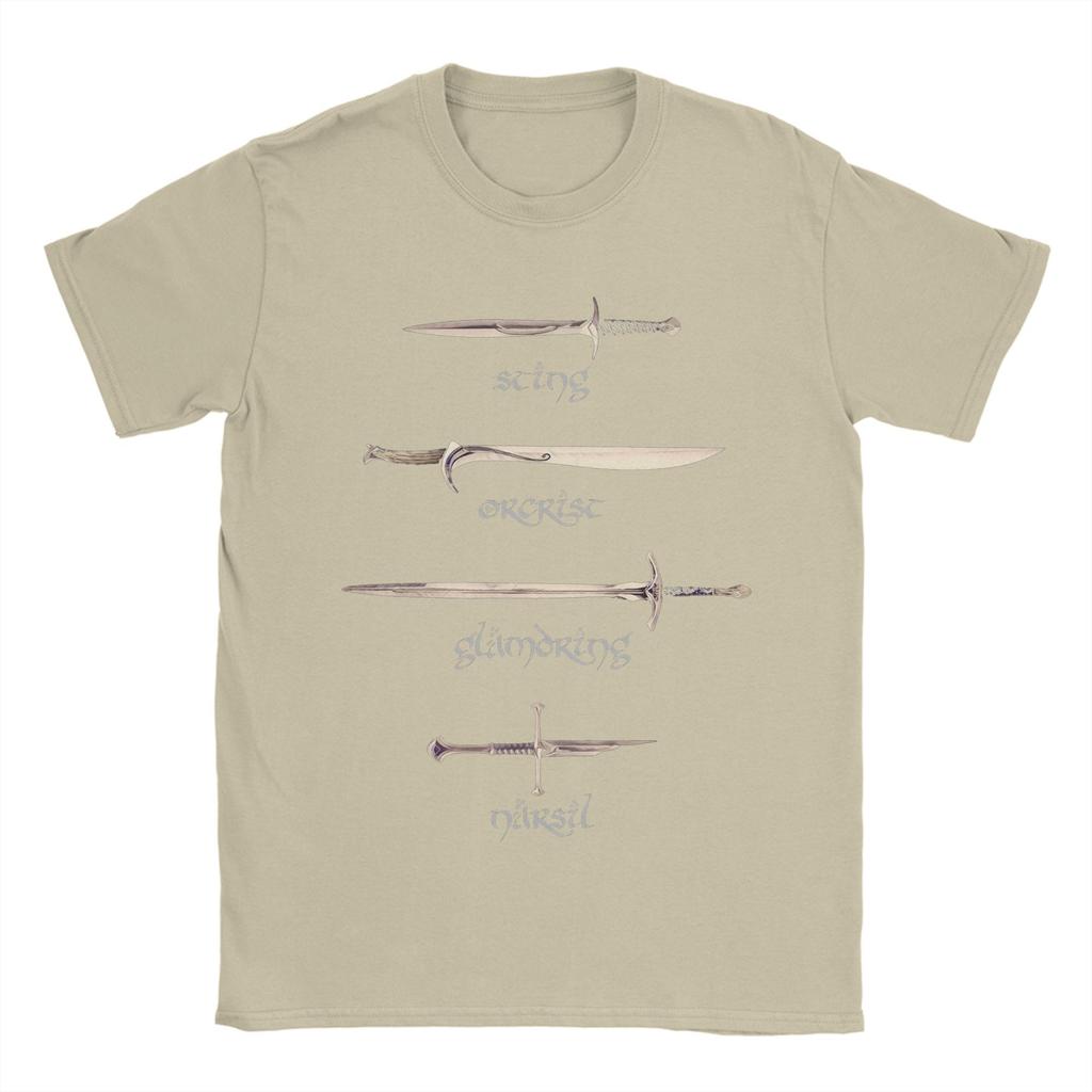 Swords Sting Orcrist Glamdring Narsil T-Shirts Men 100% Cotton T Shirts L-Lords Of The R-Rings Tee Shirt Plus Size Clothing