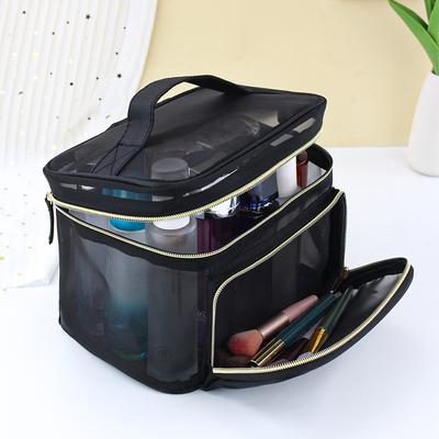 Markendesign Große Kapazität Mesh Transparent Make-up Tasche Hohe Schönheit Waschtasche Hand in Hand Handtasche Waschraum Aufbewahrungstasche MS11