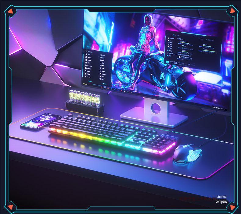 Wired Mechanical-Feel Keyboard Mouse Combo for Quiet E-sports Gaming and Typing