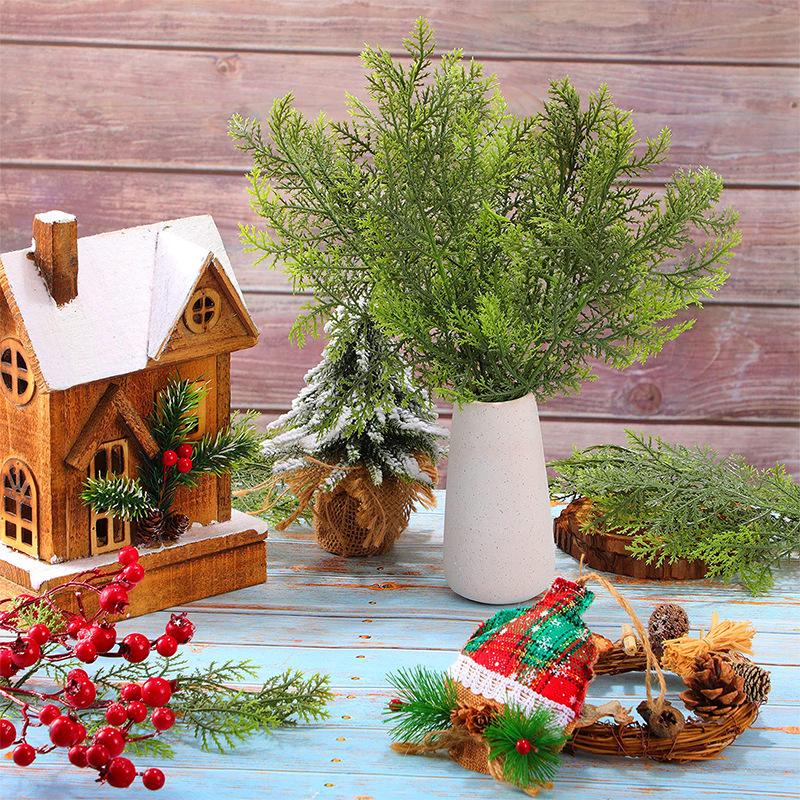 Artificial Pine Needle Branches for DIY Floral Arrangements and Christmas Decorations