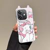 KEYSION Cute Ear Cartoon Case for OPPO A3 A3X 5G A5i with Lanyard Soft Silicone+PC Shockproof Phone Cover for OPPO A40 A40m