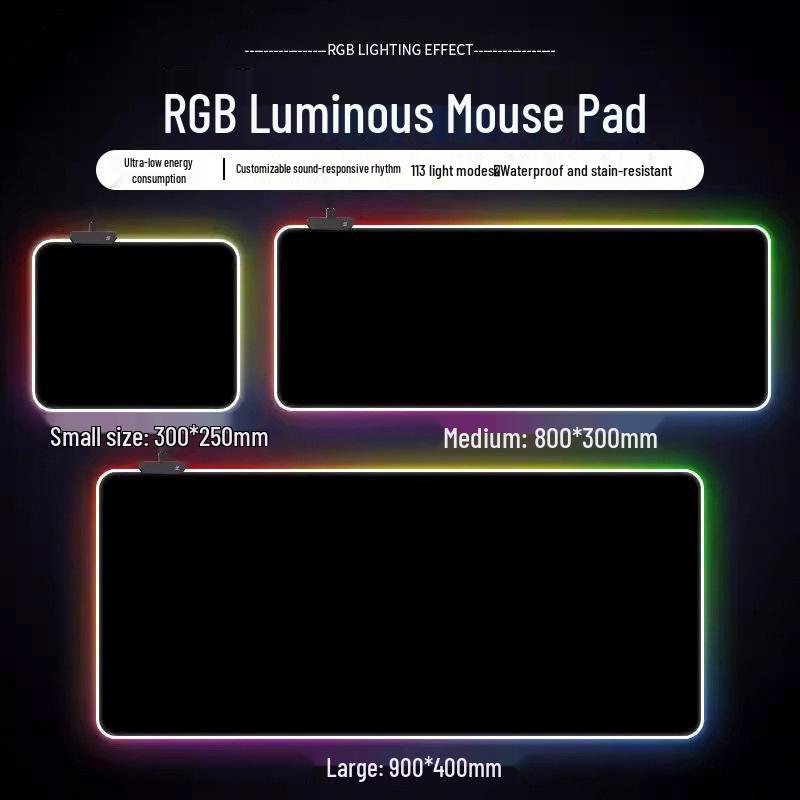 RGB Glowing Cartoon Gaming Mouse Pad - Thick, Non-Slip LED Desk Mat