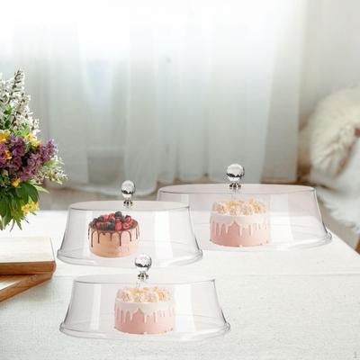 3 Pieces Acrylic Cake Stand Cover Lid Serving Platter Dome Plate Display,