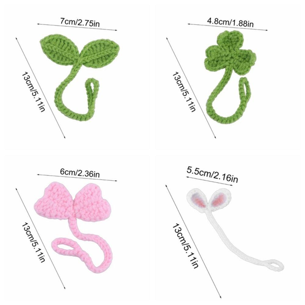Knitted Green Leaf Bookmark Data Cable Strap Crochet Leaf Sprout Leaf Sprout Bookmark  DIY Craft