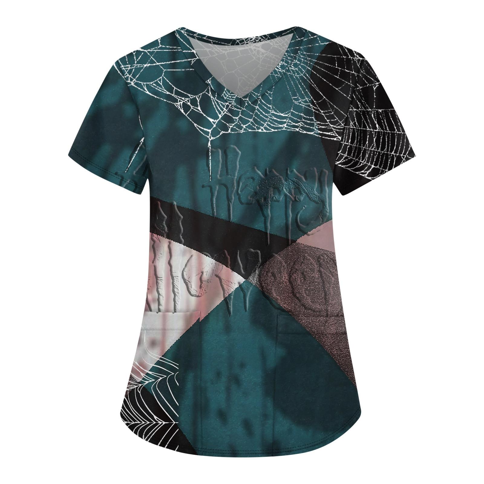 

Женские свободные топы с коротким рукавом Повседневные топы больших размеров с V-образным вырезом и короткими рукавами Повседневные летние футболки Женские топы Футболки Рабочая одежда M бирюзовый