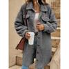 Women's Winter Long Loose Plush Coat, Turn-down Collar Buttoned Open Front Oversized Warm Overcoat for Women, European & American Style