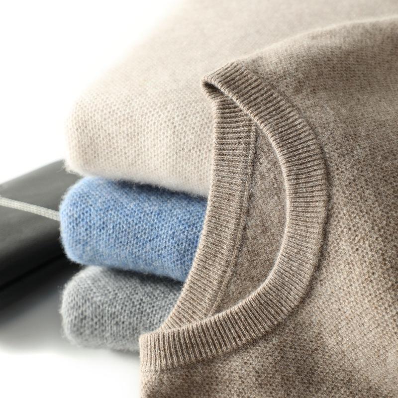 Autumn/Winter Cashmere Sweaters: Men'S Crewneck Cashmere Sweater, Loose And Simple Knitted Solid Color Base Layer