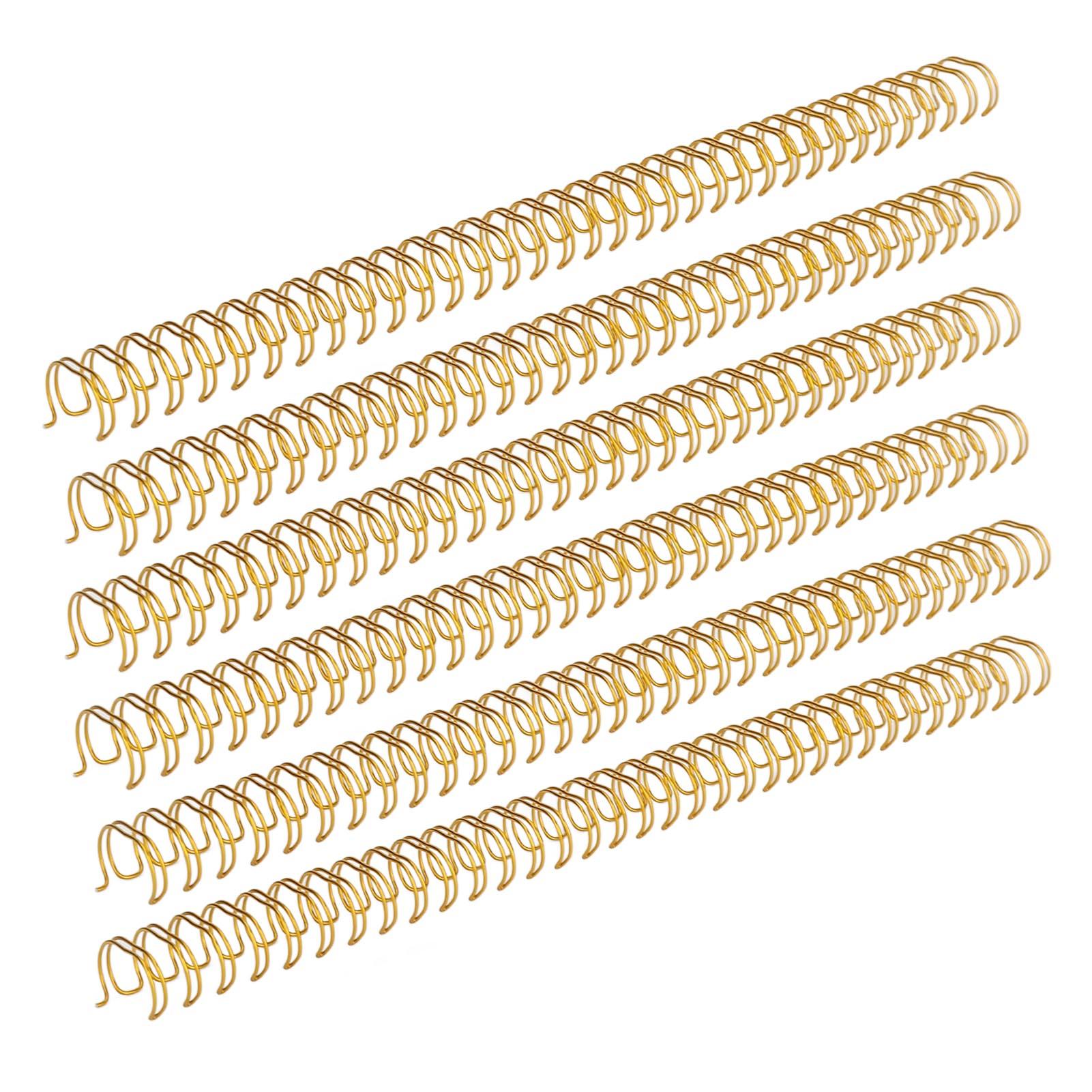 

100 шт. спиральные переплетные катушки 34 петли 3:Шаг 1 Бумага формата А4 Двойная проволочная пружина Вместимость 120 листов Диаметр 14,3 мм золотой