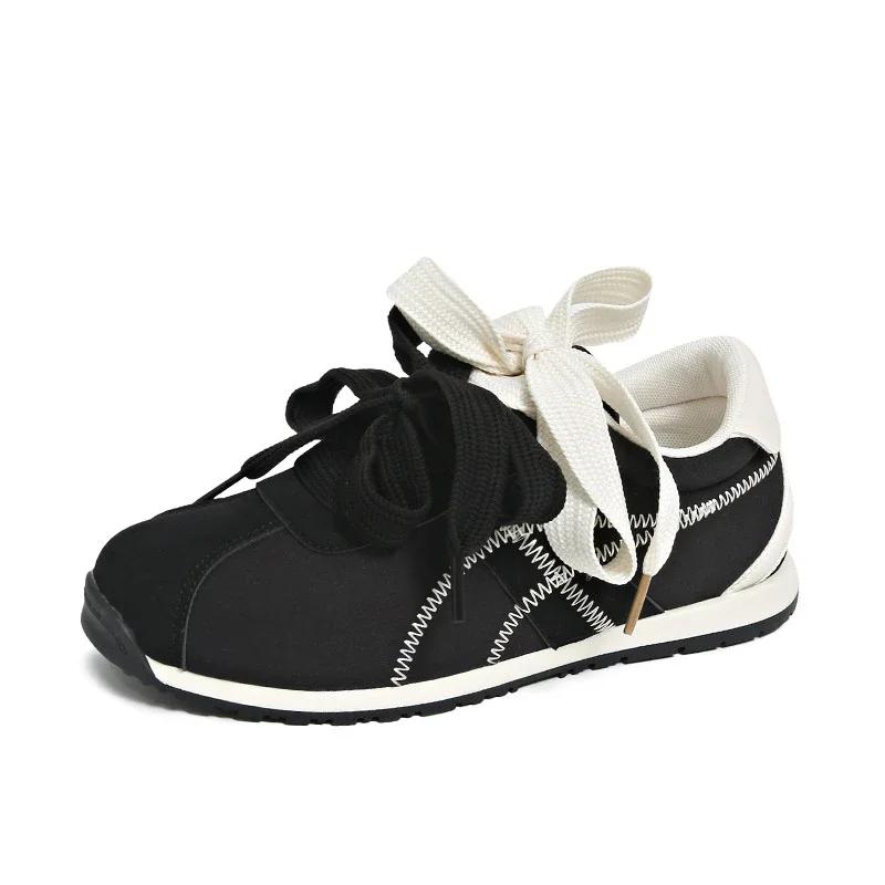 

Женская обувь 2025 Весна Новая Корейская версия Модная Белая обувь Студентки Повседневная Спортивная Универсальная Обувь для скейтборда 40 чёрный