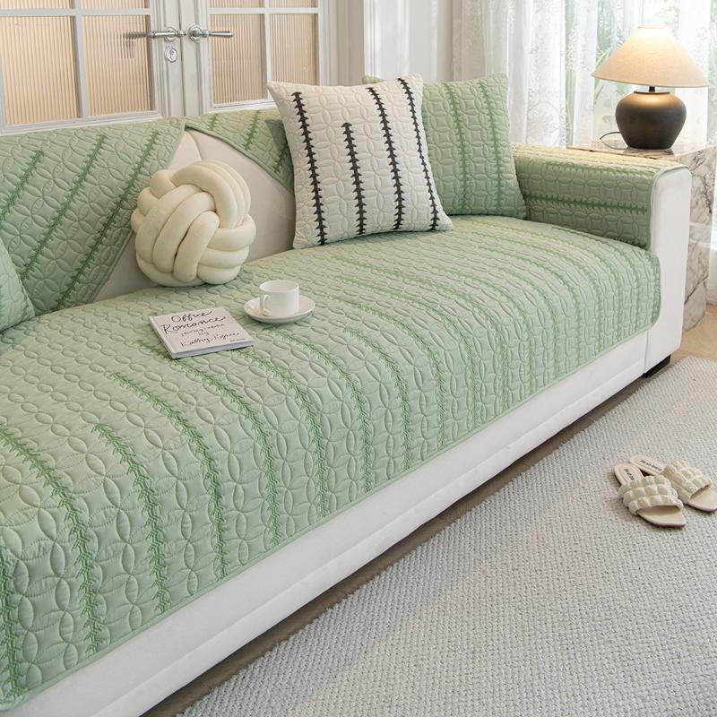 Embroidered Fabric Sofa Cover Living Room Stripe Sofa Cushion Non-Slip Couch Cushion Armrest Backrest Home Decor Sofa Cushion