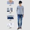Long Sleeve Men's T-Shirt Slim Fit V-Neck Casual Solid Color Tee Bottoming Top