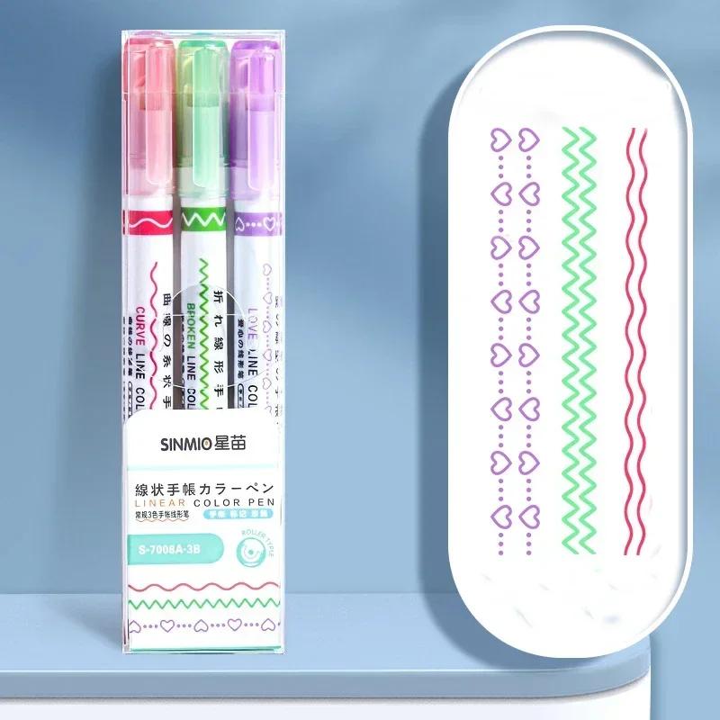 

3-8 шт. Kawaii красочные маркеры-маркеры Kawaii линии в форме роликового наконечника кривая лайнер ручка для граффити корейские канцелярские принадлежности для офиса