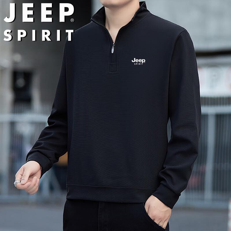 JEEP SPIRIT Men's Stand Collar Pullover Sweatshirt