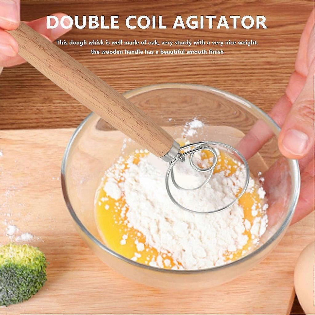 Danish Dough Whisk Hand Mixer,2Pcs Stainless Steel Dough Mixer with 2 Dough Scrapers suitable for Pizza Dough,Sourdough Bread,Etc