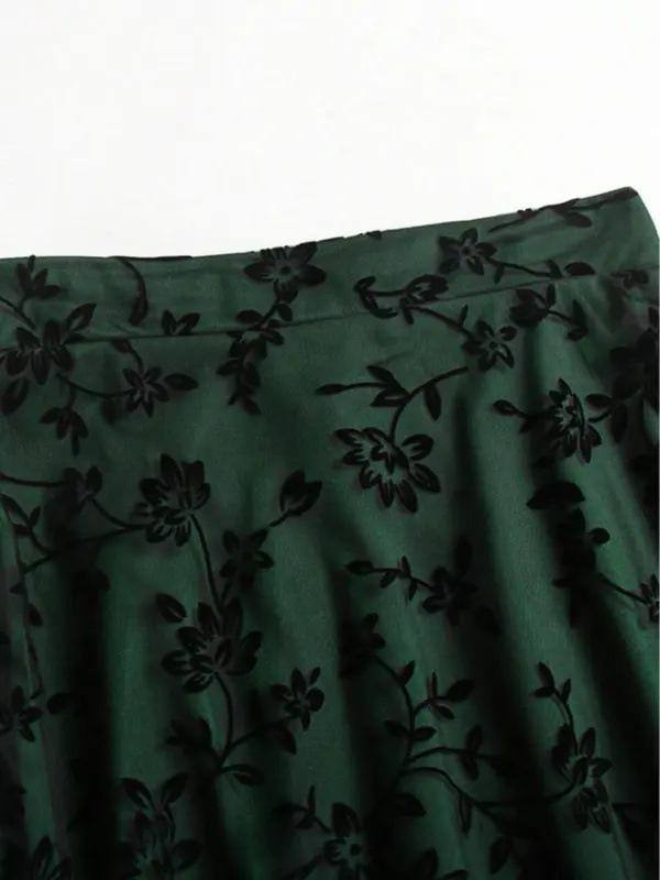 Elegant Floral Mesh A-line High-waisted Skirt for Women