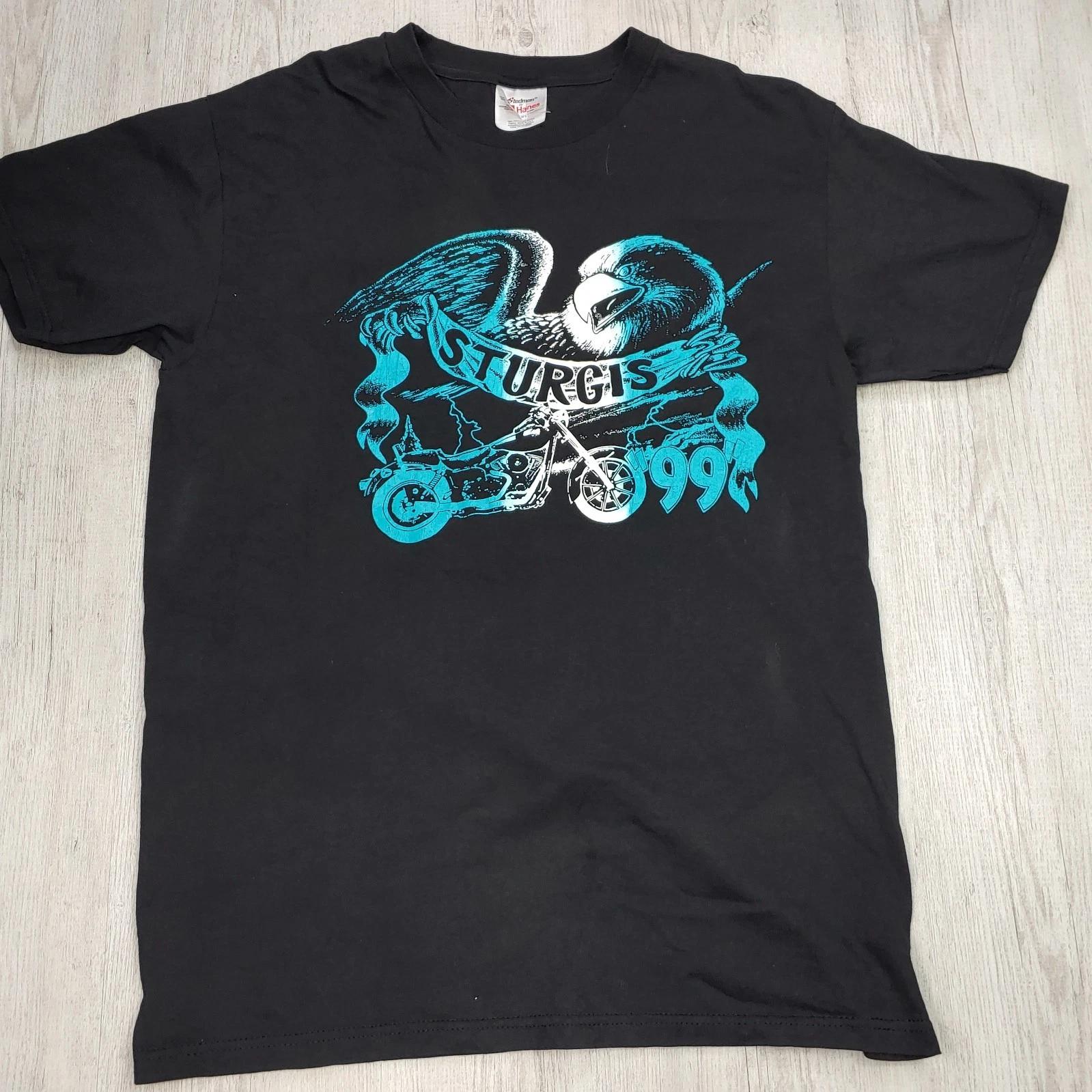 

Sturgis 90 s Black Hills Rally 1999 Black Graphic T-Shirt Size M Stedman Hanes 3XL