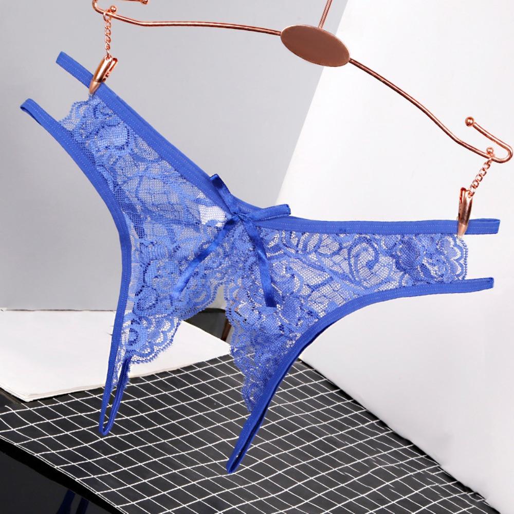Low-waist Lace Seamless Panties Open Crotch Women's Thong Breathable Mesh Lace Briefs  Female