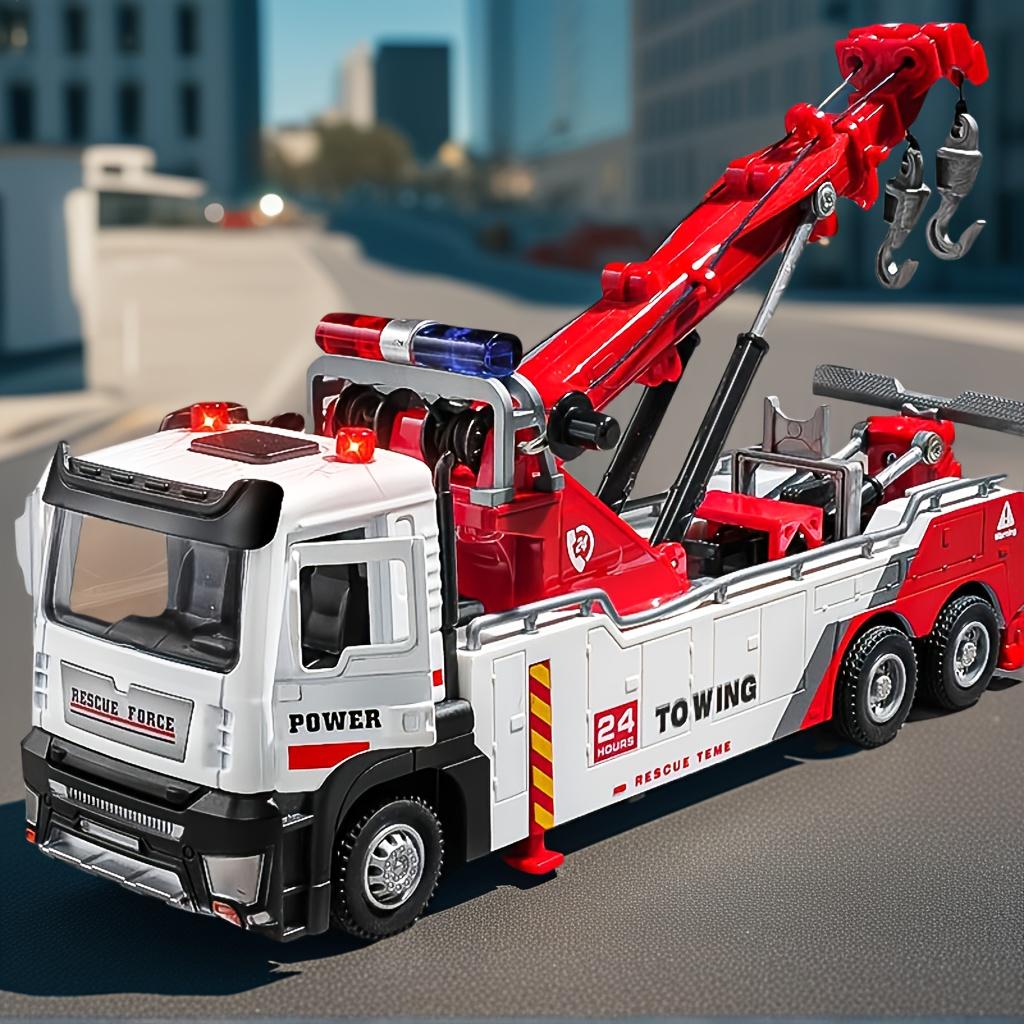 1:32 Scale Car Model Toys Double Hook Clearing Vehicles Metal Diecast Doors Opened Pull Back Sound Light Engineering Trucks for Kids