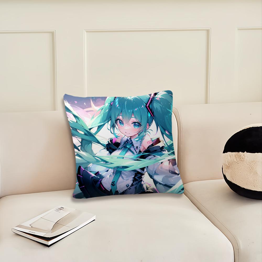 Anime virtual Idol H-Hatsune Girl M-Miku cushion cover Living Room Headboard Office Bedroom Cushion Sofa Nap Time Pillow Case