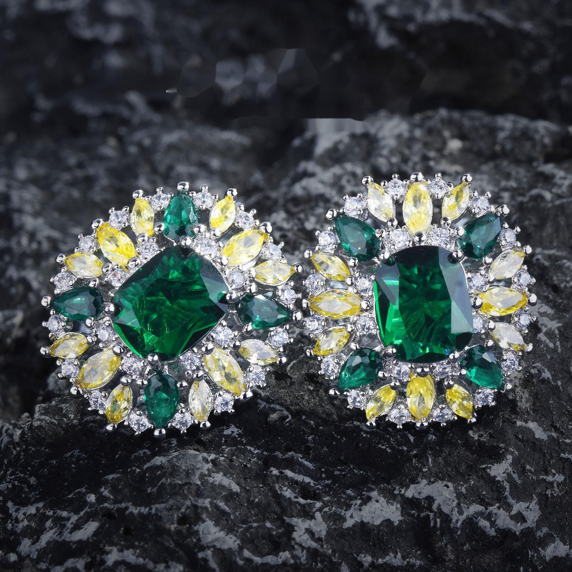 

BELLA BOX ретро мода полный сверлильный лепесток королевский сапфир Fanta многоцветный комплект ювелирных изделий подходит для женщин повседневные вечерние модные украшения оранжевый