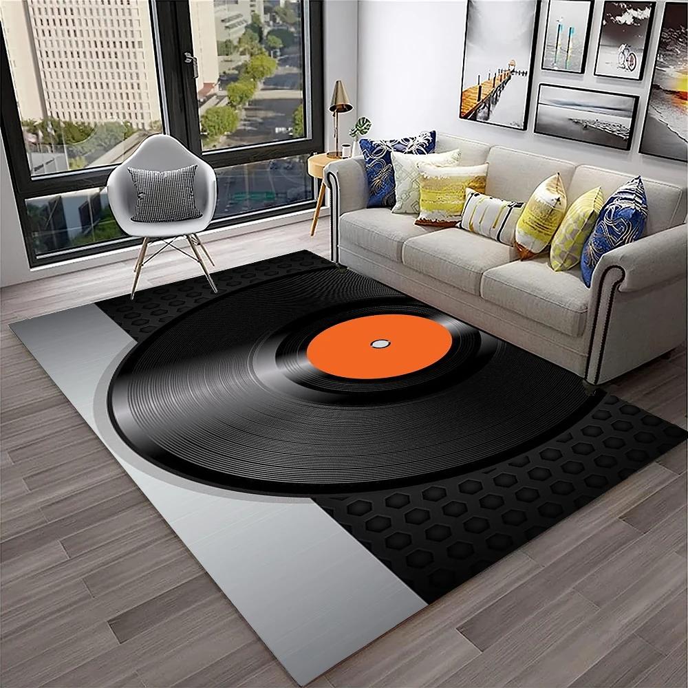 3D Retro Vinyl Record Music Art Carpet Rug for Home Living Room Bedroom Sofa Doormat Decor,Kid Play Area Rug Non-slip Floor Mat