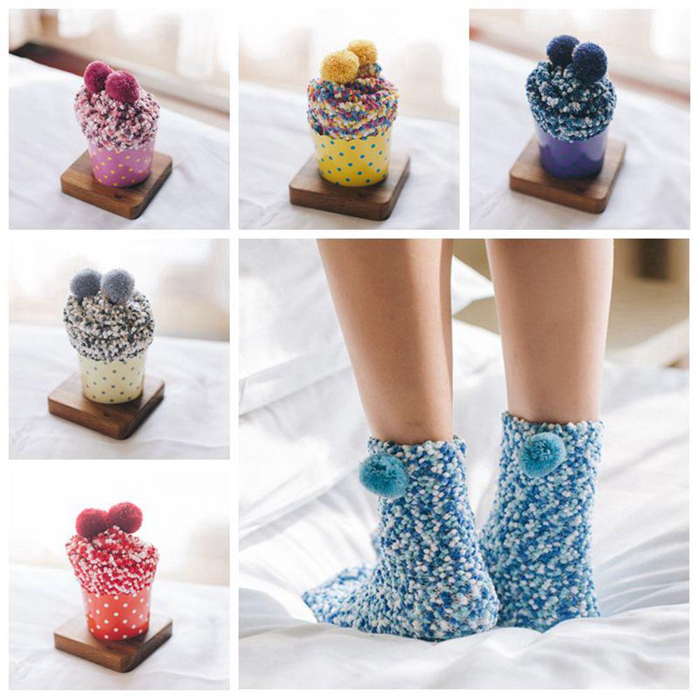 

Fashion Elastic Ball Winter Warm Floor Socks Coral Velvet Knited Hosiery