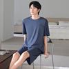 Dad pajamas men's summer thin short-sleeved shorts Modal cotton and silk loungewear summer fattened plus size set