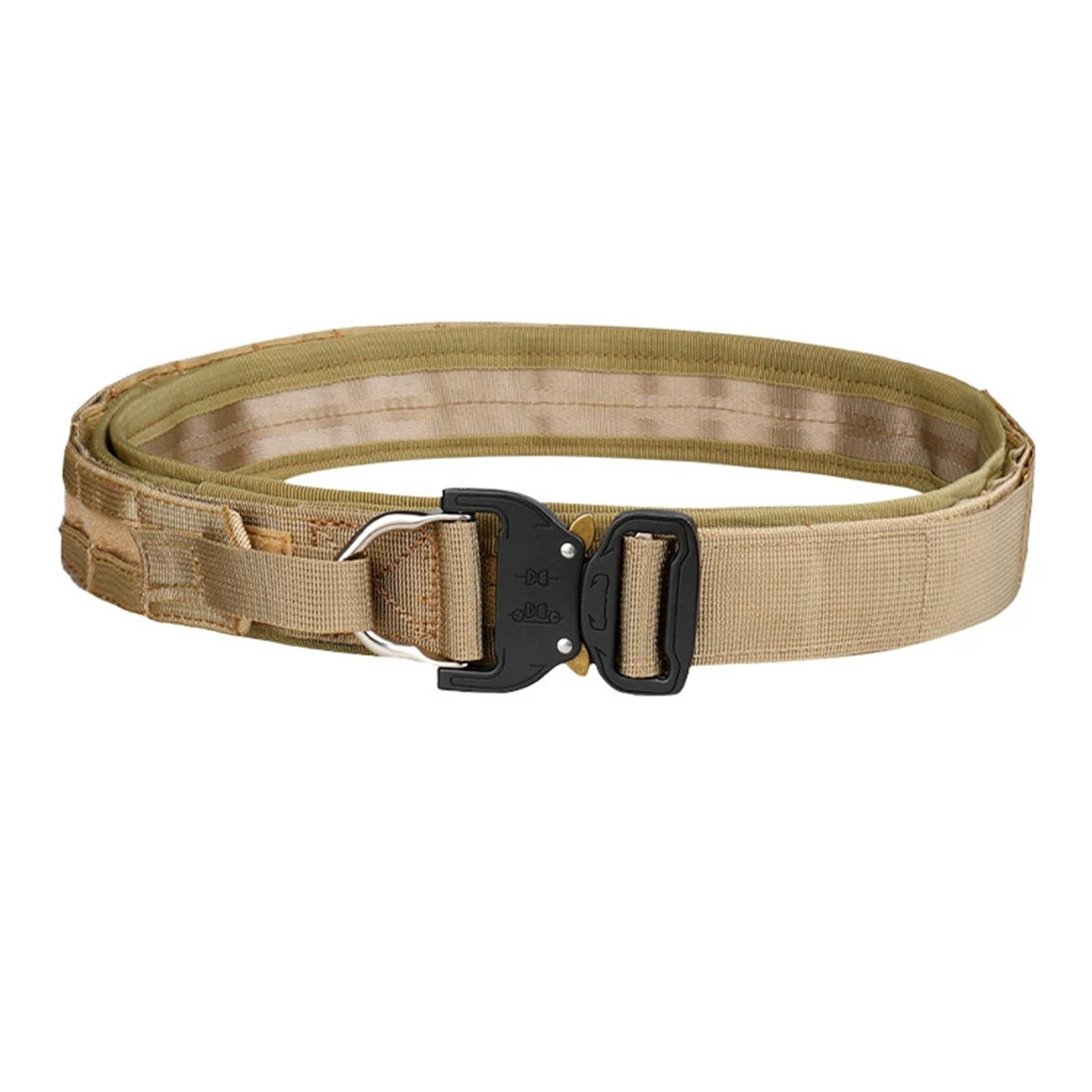 

Men Belt 3.8cm Double Layer Quick Release Belt Outdoor Hunting Hiking Military Waistband Inner Outer Duty Belt 125cm One Size