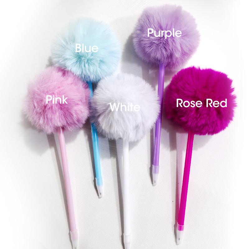 1/5Pcs Hairy Ball Ballpoint Pen,7Colors Holiday Gift,Office Student Writing Stationery P-2019