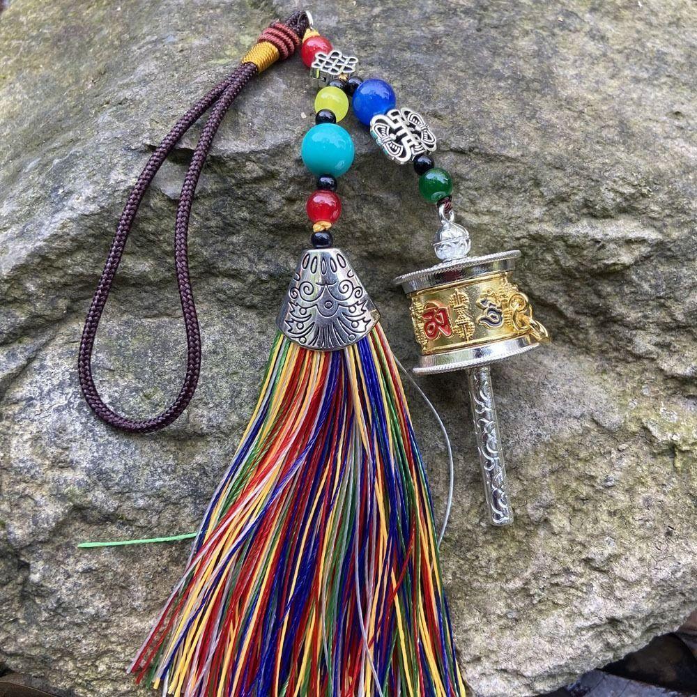 Handwoven Tibetan Prayer Tassel Pendant Tassel Spinning Wheel Keyring Tourism Commmemorative