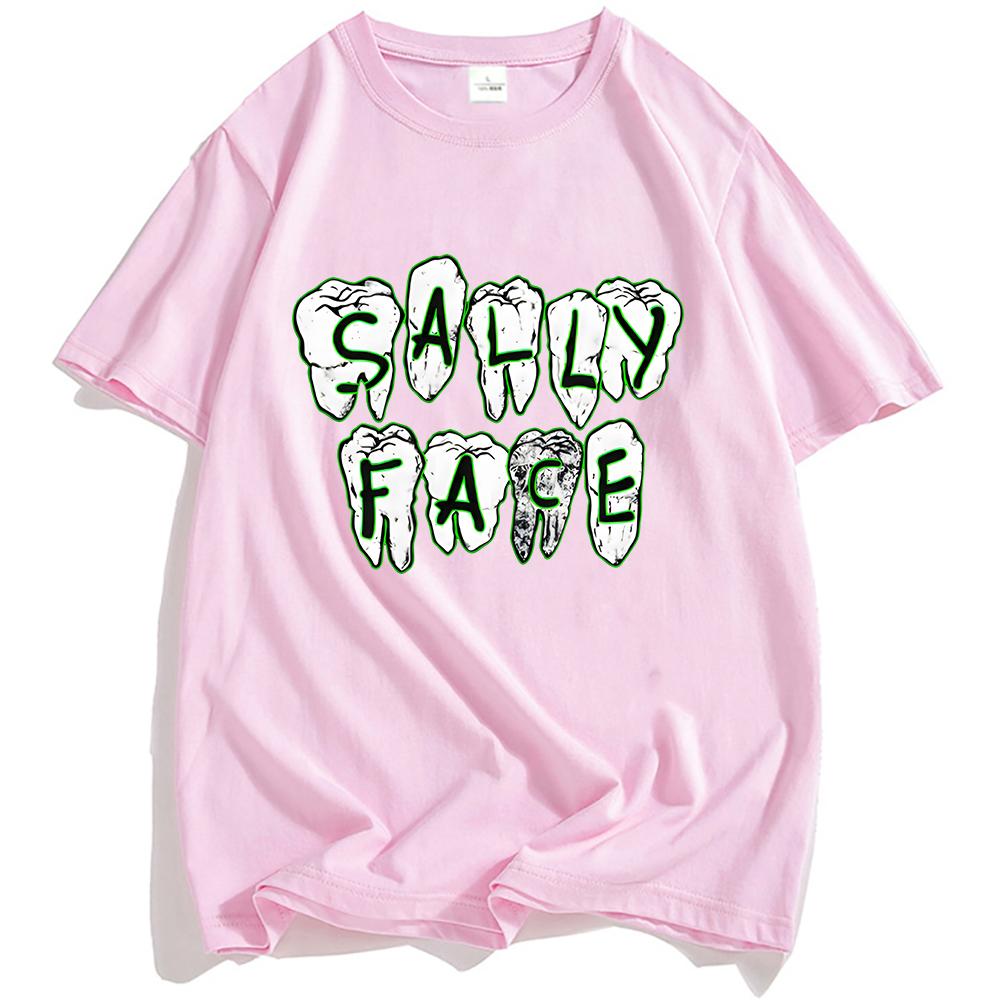Sally Face Game Logo Print Tshirt Cotton Short Sleeve Loose Male Tshirts Oneck Fashion Unisex Streetwear Hip Hop Men Clothing
