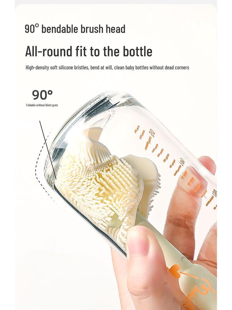 Silicone Baby Bottle & Nipple Brush Set - Portable, Multi-Functional Cleaning Tool for Bottles, Cups & Containers