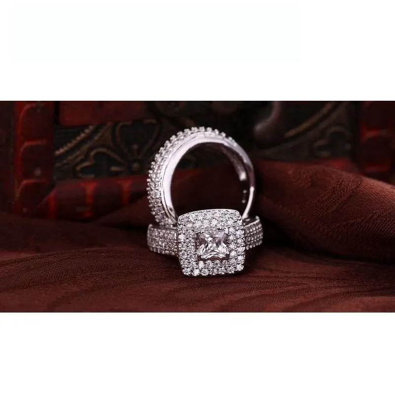 Zinc Alloy Sterling Zinc Alloy Color Engagement Ring Romantic Fashion Zircon Cubic Zircon Bezel Set Decoration for Women Girls Wholesale