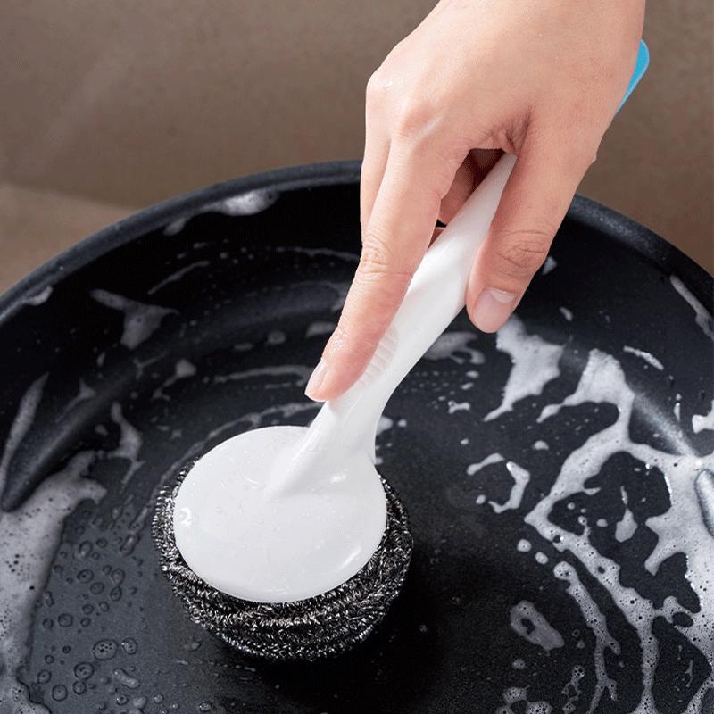 KM.1301 Long Handle Stainless Steel Pot Brush for Dishwashing