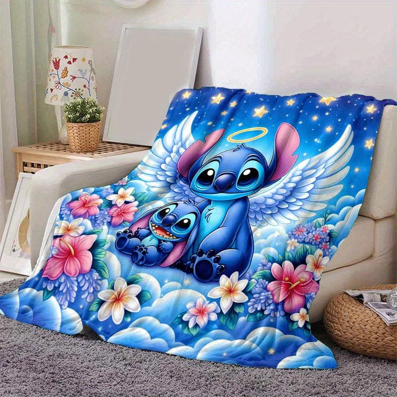 

1pc Angel Stitch Printing Blanket - Soft, All-Season Throw for Office Blanket,Personalized Gift with Adorable Cartoon Design 130cmx150cm(50inx60in)