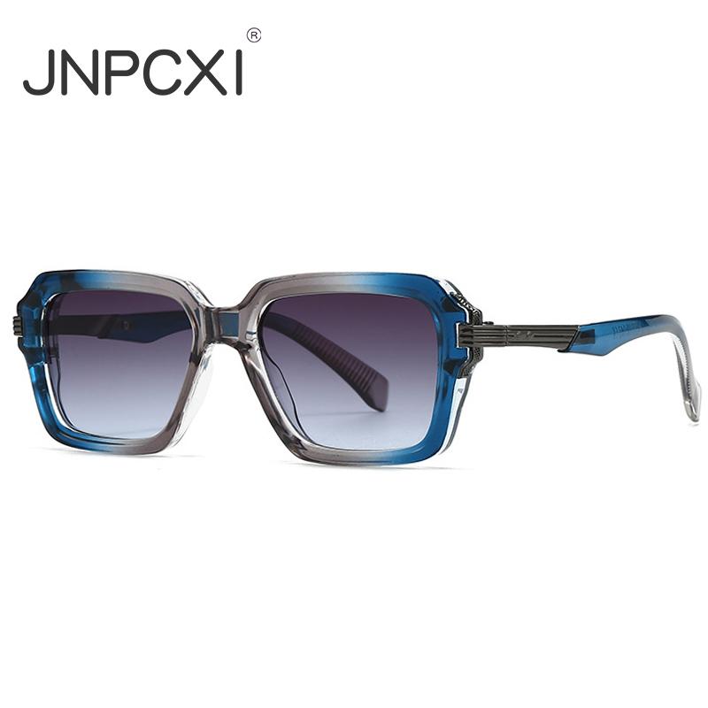  Retro Square Men Double Color Sunglasses Fashion Rivets Women Blue Gradient Shades UV400 Trending Punk Sun Glasses