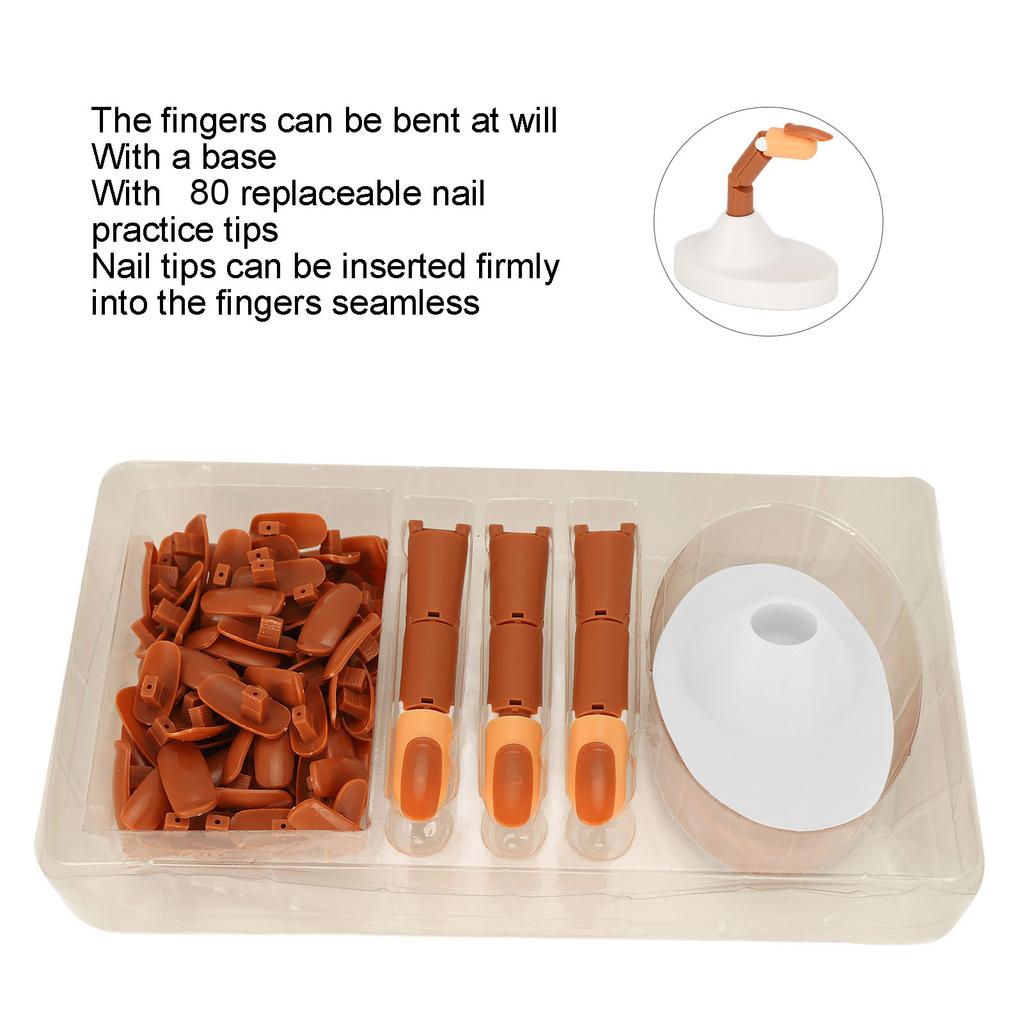 Nail Art Training Practice Finger Bendable Joints False Nail Tips Finger Mannequin with Base