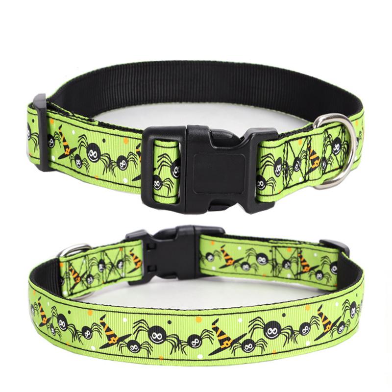 Halloween Dog Collar Nylon Adjustable Pet Collar Pumpkin Monster Bat Ghost Pattern for Party Cat Dog Decoration Pet Accessories
