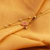 Multi Layer Zirconia Stainless Steel Chain White Pink Lotus Pendant Women's Fashionable Jewelry Gift Summer Beach Ankle Chain